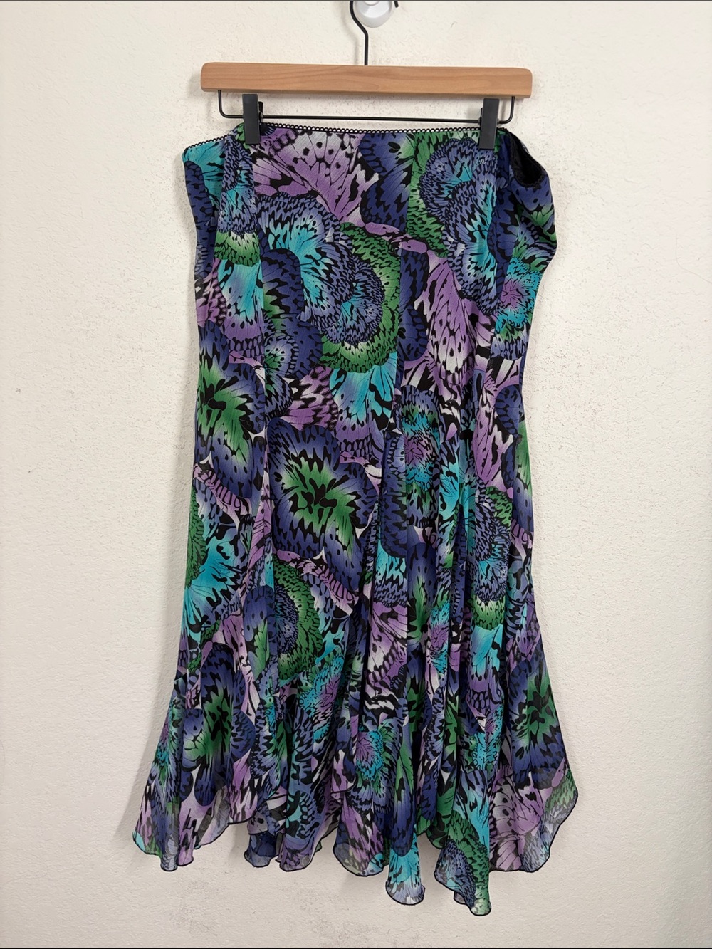 DressBarn XL Purple Blue Floral Chiffon Midi Skirt Fairy Grunge Flowy Whimsical - Picture 6 of 6